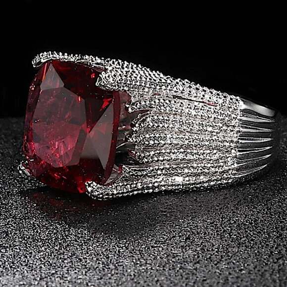 Sterling Silver Bague Ringen Ruby Ring - Picture 6 of 8